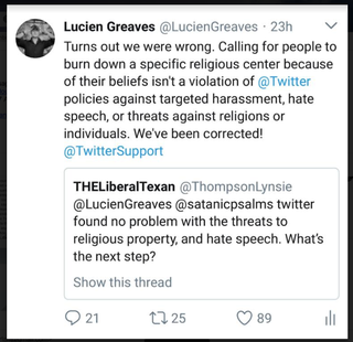 Illustration for article titled Satanic Temple Threatens to Sue Twitter for Religious Discrimination After They Were Threatened With Arson